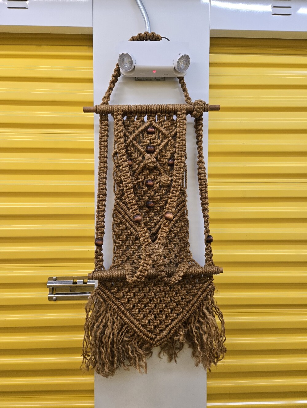 Large Vintage 70s Macrame Hanging Planter Art Wall Piece - Picture 2 of 9